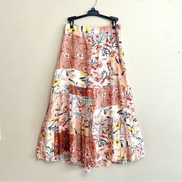 Tahari Patchwork Cottagecore Floral A-Line Skirt - Picture 2 of 14